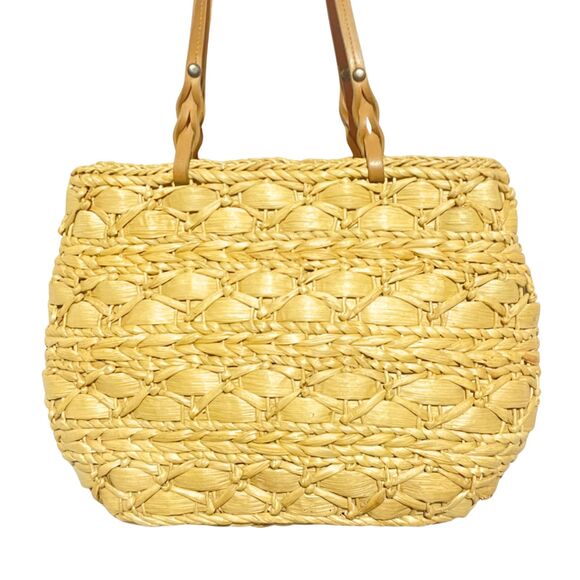 Vintage Woven Straw Tote Wicker  Handbag - Picture 1 of 12